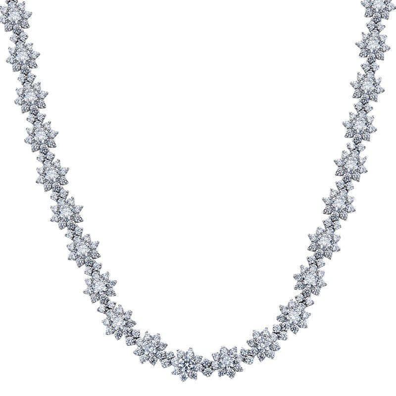 Chaîne de Clavicule Tournesol en Argent 925 avec Diamant en Carbone Haute Qualité