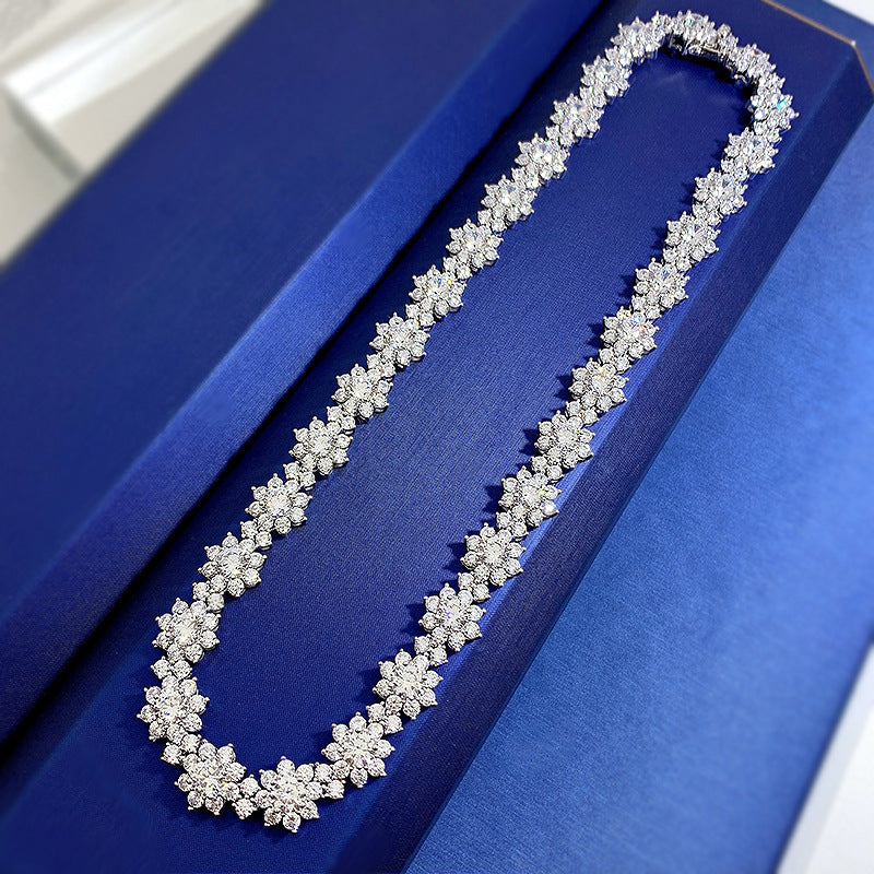 Chaîne de Clavicule Tournesol en Argent 925 avec Diamant en Carbone Haute Qualité