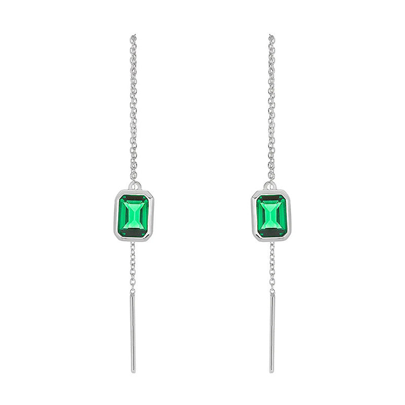 Boucles d’Oreilles Pendantes Élégantes avec Pierre Verte