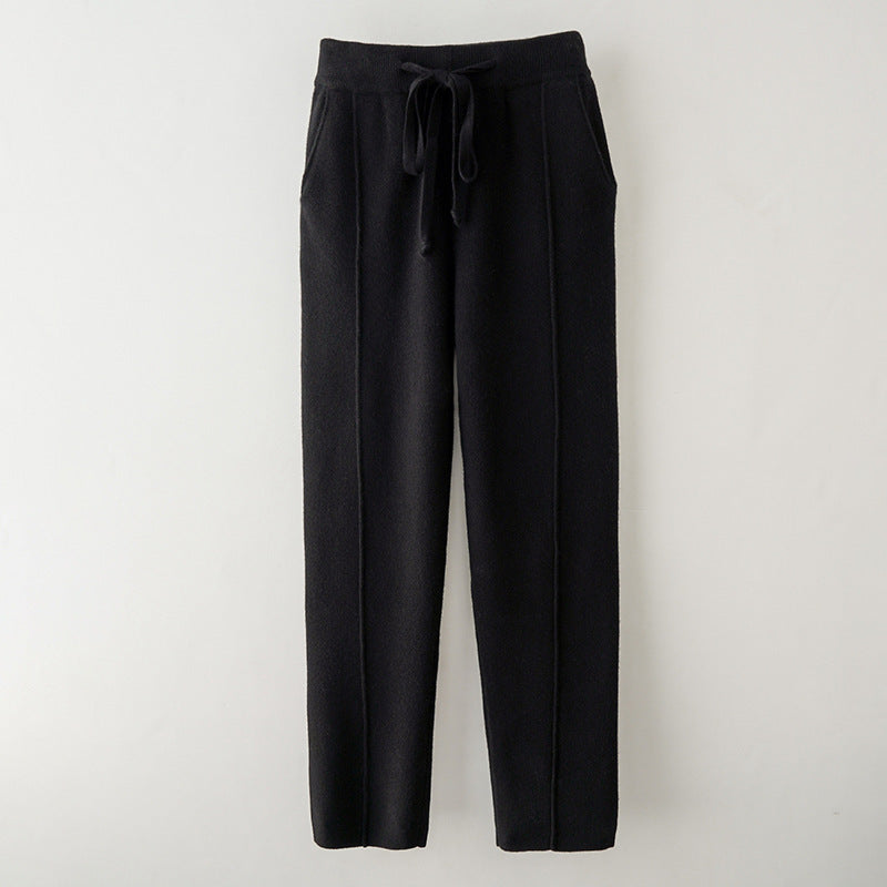 Autumn And Winter Pure Wool High Waist Thickened Curling Casual Straight-leg Harem Pants