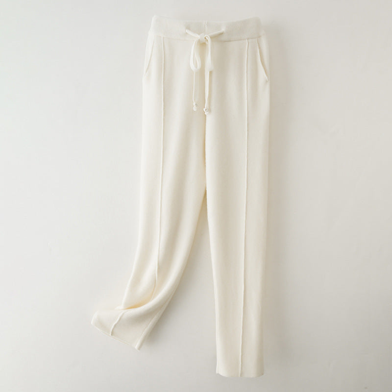 Autumn And Winter Pure Wool High Waist Thickened Curling Casual Straight-leg Harem Pants