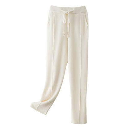 Autumn And Winter Pure Wool High Waist Thickened Curling Casual Straight-leg Harem Pants