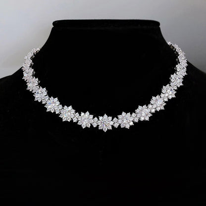 Chaîne de Clavicule Tournesol en Argent 925 avec Diamant en Carbone Haute Qualité