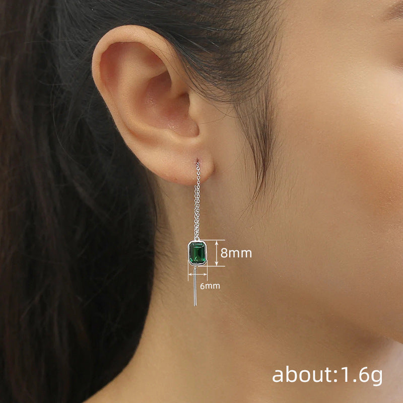 Boucles d’Oreilles Pendantes Élégantes avec Pierre Verte