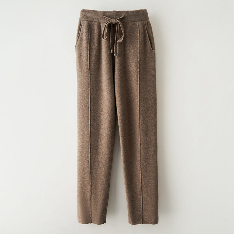 Autumn And Winter Pure Wool High Waist Thickened Curling Casual Straight-leg Harem Pants