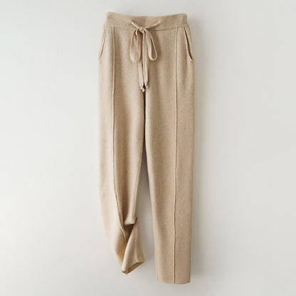 Autumn And Winter Pure Wool High Waist Thickened Curling Casual Straight-leg Harem Pants