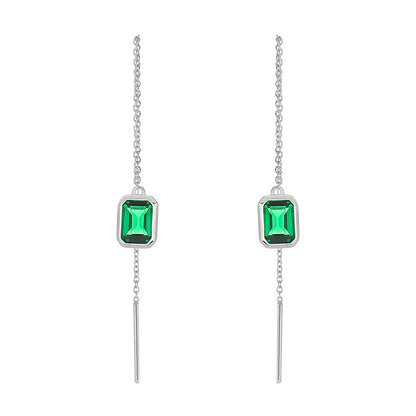 Boucles d’Oreilles Pendantes Élégantes avec Pierre Verte