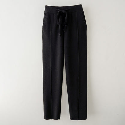 Autumn And Winter Pure Wool High Waist Thickened Curling Casual Straight-leg Harem Pants