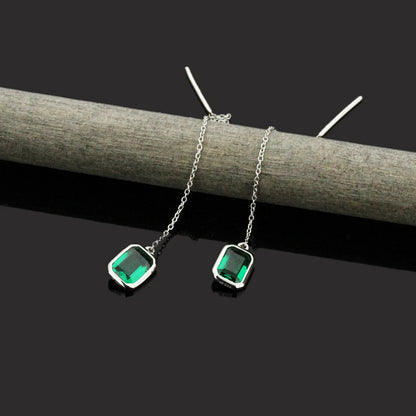Boucles d’Oreilles Pendantes Élégantes avec Pierre Verte